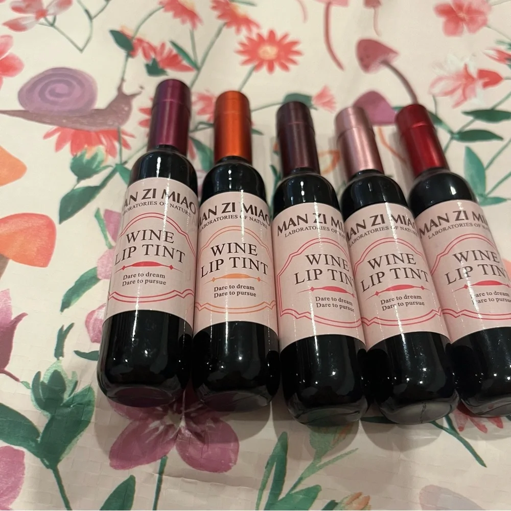 Wine Lip Tints Set of 5 Fun Bright Colors